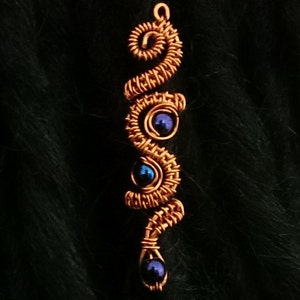 Triple blue woven copper hair bead image 2