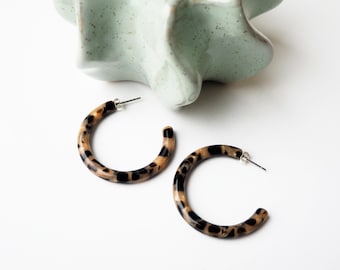 Karamell Slim Hoop Earrings- Acetate Resin tortoiseshell statement Hoops