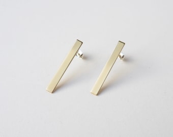 Parallel Studs- Minimalist gold drop earrings