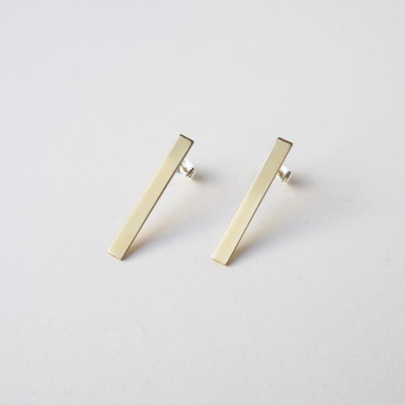 Parallel Studs- Minimalist, Gift for Her, Minimal Gold Earrings