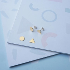 Balance Studs- Simple Minimal Jewellery, Stud Earrings, Gold Studs, Mismatched Stud Earrings, Asymmetrical Earrings, Geometrical Earrings