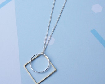 Sector Necklace- Geometric sterling Silver Necklace