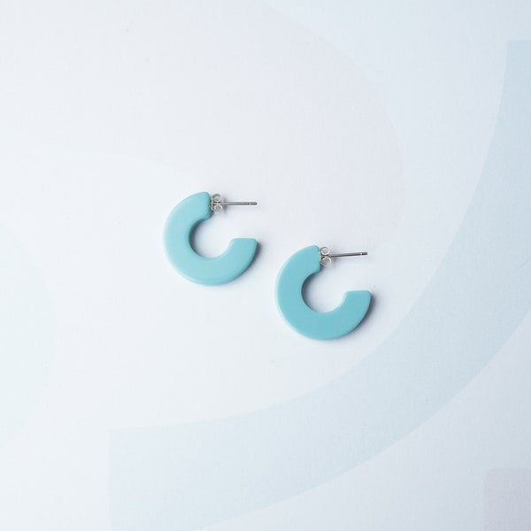 ON SALE Lux Mini Hoops- Mini Hoop Earrings, Acrylic Earrings, Acetate Earrings, Resin Earring, Blue Earring, Pretty Hoop Earrings, Huggie