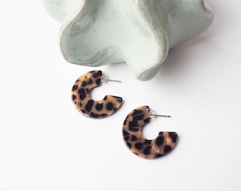 Karamell Hoop Earrings- Acetate Resin tortoiseshell statement Hoops