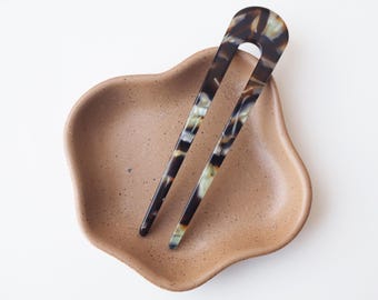 Jupiter Hair Pin- Acetate Resin tortoiseshell hair u shaped accessory brown mix