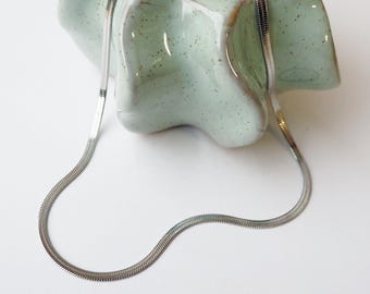 Silver Flat Snake Chain Necklace – Stainless Steel Tarnish-Proof Staple Chain