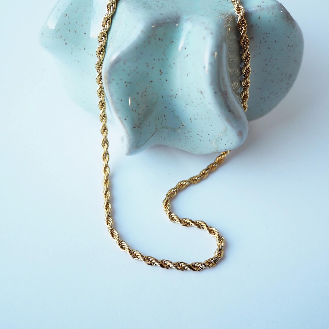 Tarnished Rope Rope Chain Necklace – 18K Gold Plated & Tarnish-proof Everyday Chain - Etsy