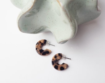 Karamell Super Mini Earrings- Acetate Resin tortoiseshell Pretty huggie Hoops