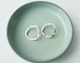 Mini Wave Earrings, Minimalist wavy gold drop stud earrings