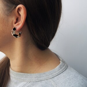 Umber Mini Hoop Earrings Mini Hoop Earrings, Acrylic Earrings, Acetate Earrings, Resin Earring, Tortoise shell Earring, Pretty Earrings image 1