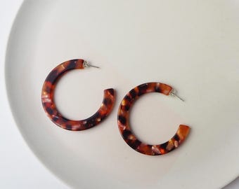 Rosa Tortoiseshell Hoop-  Acetate Resin bright tortoiseshell statement Earrings