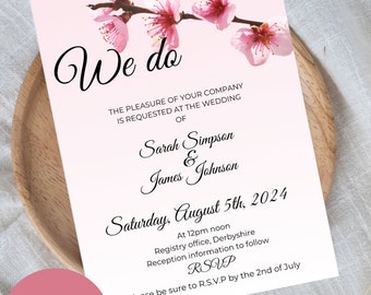 Digital Pink Floral Wedding Invitation - Evite - Wedding