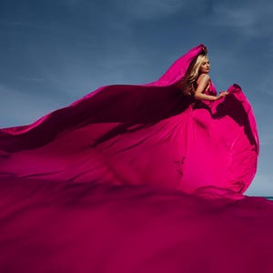 Long Flying Dress For Photoshoot Magenta Flying Dress Women Backless Flying Dress Satin Long Flowy Infinity Dress Asymmetrical Flying Dress