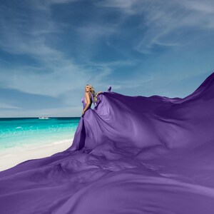 Long Flying Dress For Photoshoot Dress With A Long Train Beach Photoshoot Dress Purple Flying Dress Long Flowy Infinity Dress Flying Skirt