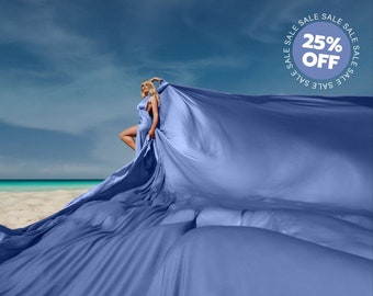 Benutzerdefiniertes blaues seidiges Satin-Infinity-Flying-Kleid - Einstellbare Größen für Damen Fotoshootings Partys - 10 Tragemöglichkeiten - Maßgeschneidert in 20 Farben