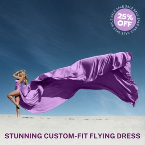 Purple Flying Dress for Photoshoot - Satin Flying Dress - Infinity Long Train Dress with Adjustable Sizes - Fly Away Dress - Fly Dress