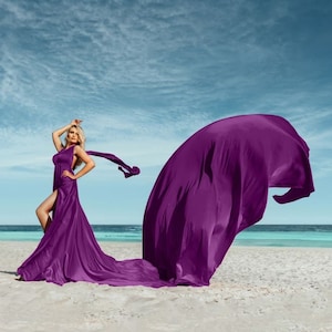 Flying Dress for Photoshoot - Long Train Dress - Santorini Dress - Photography Dress - Engagement Dress - Flowing Beach Dress - Flying Dress