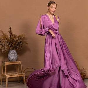 Mauve Pink Dress - Cut Sleeve Dress - Wedding Guest Dress - Bridesmaid Dress - Occasion Dress in 20 colors  - Long Maxi Dress Bridesmaid