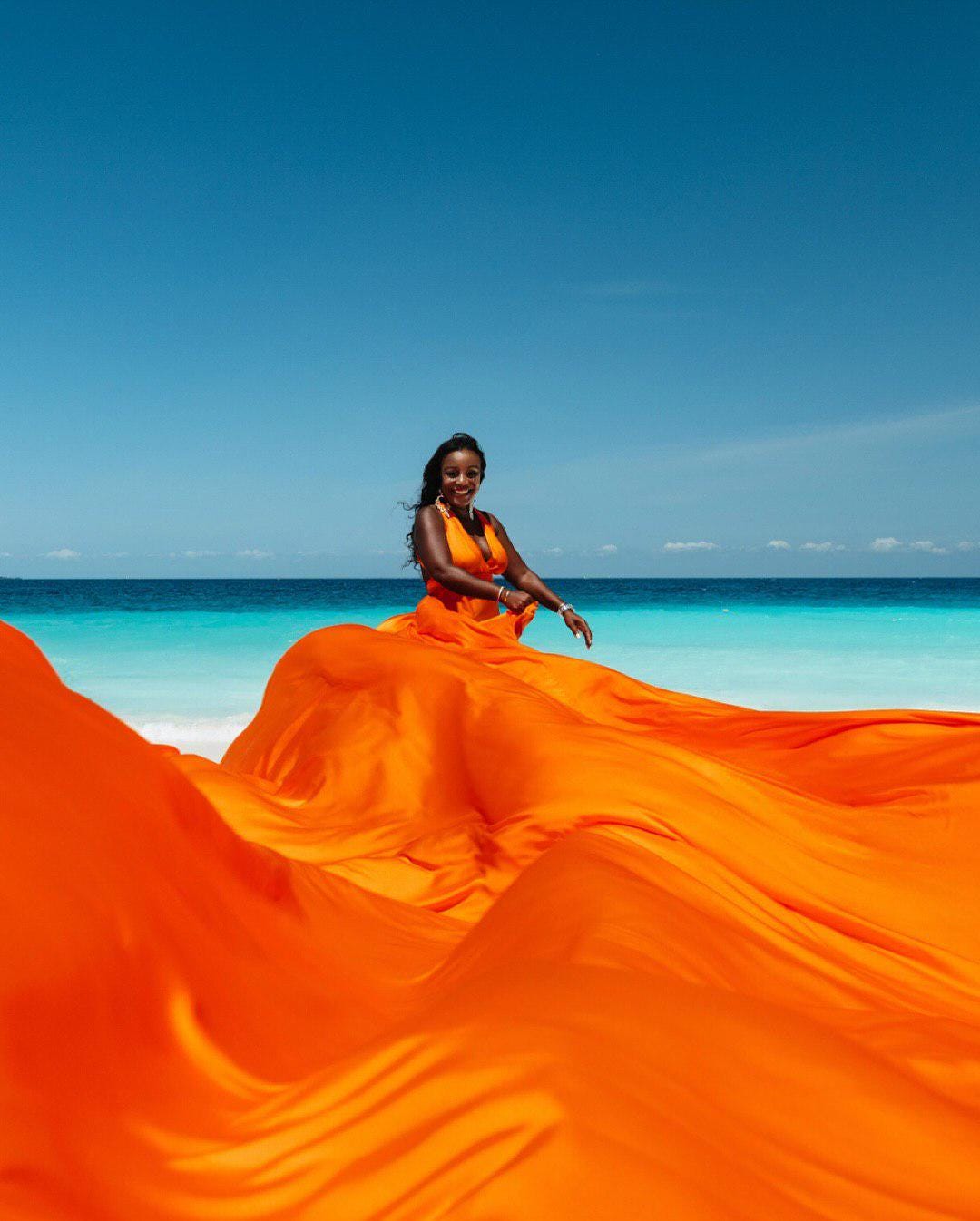 flowy orange dress A-line Boho Light Flowy Wedding Dress, Draped Corset Wedding Dress, De –  Tesoro Si NYC