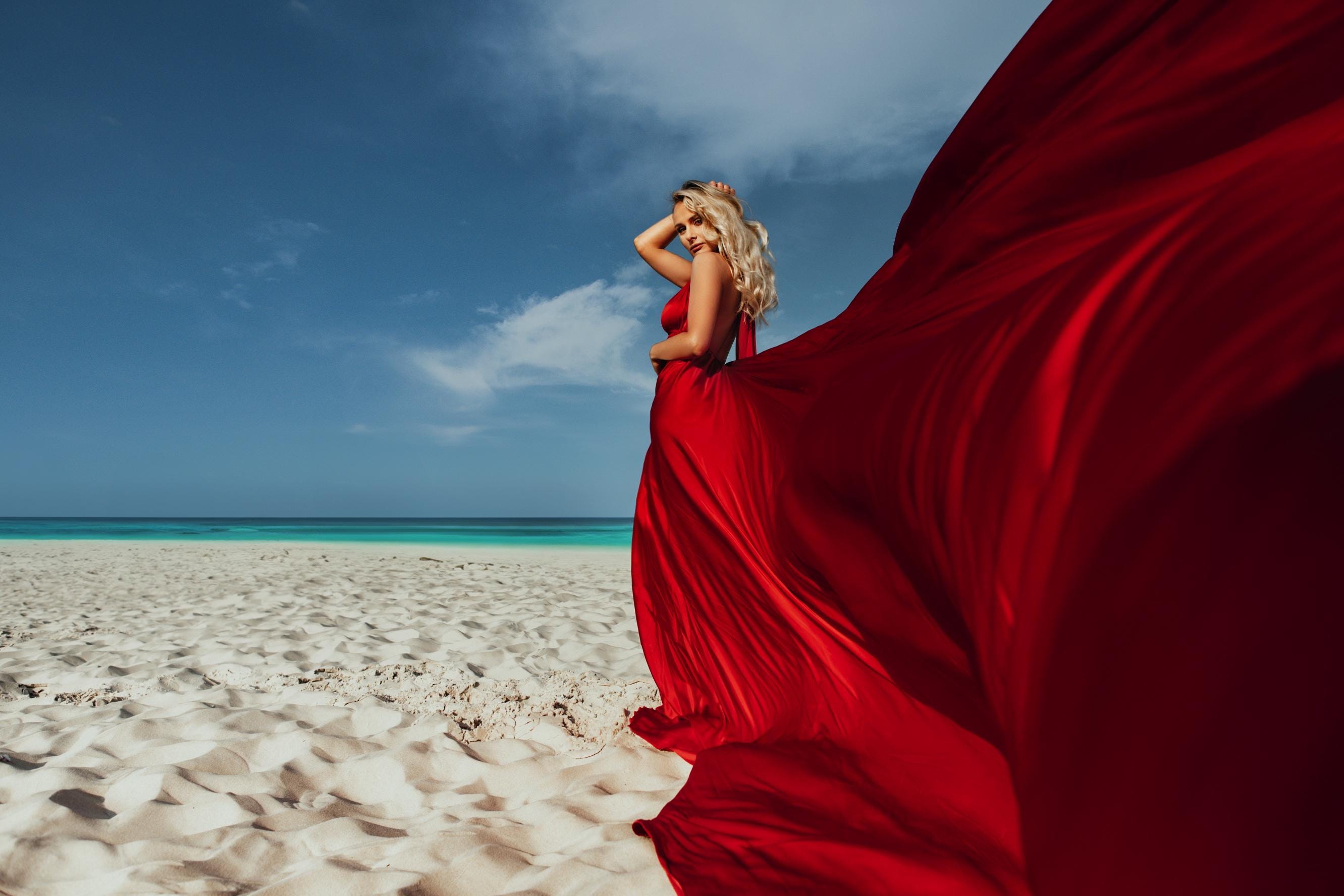 Long Flying Dress For Photoshoot Asymmetrical Flying Dress Red Long Train Dress For Photoshoot Custom Flowing Dress Flowing Beach Dress