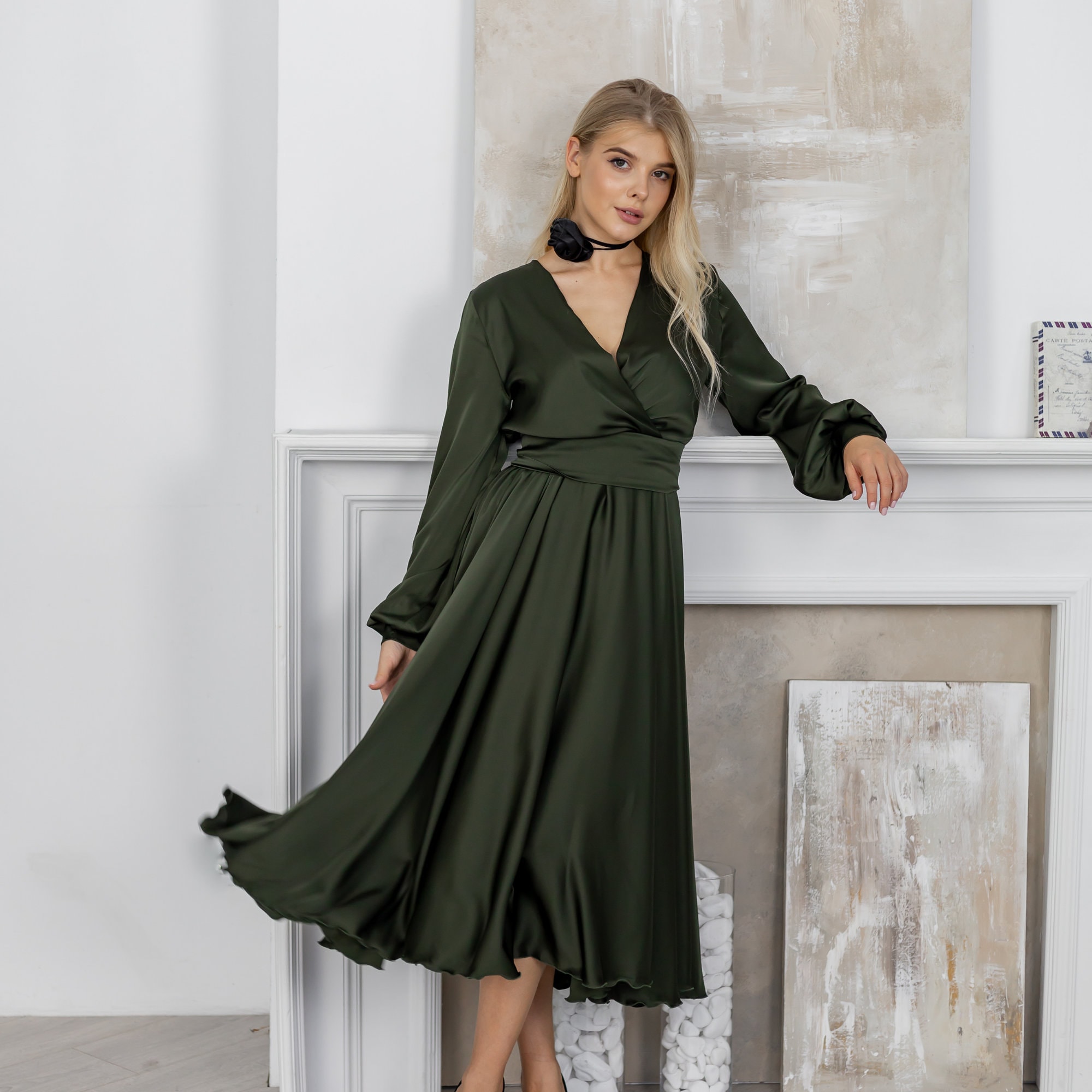 olive dress women Plus Size Willow Bell Mini Dress- 1X / Olive at Curvy Sense Fitted maxi dress crafted from crêpe jersey in a sleeveless design with a turtle neck and a draped panel at the front. On Your Way Olive Green