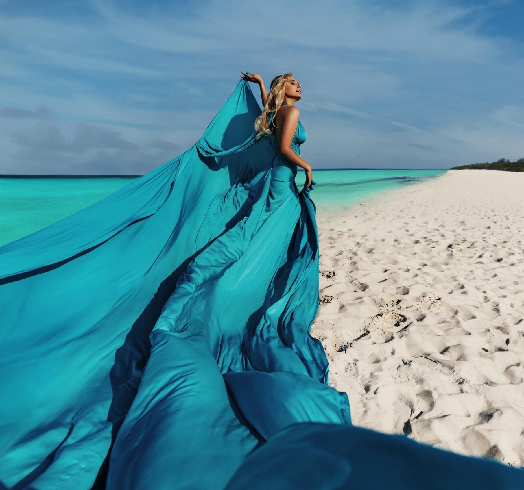 flowy dress for beach photoshoot Photoshoot Dress | Flowy Dress | Satin Dress main image 0