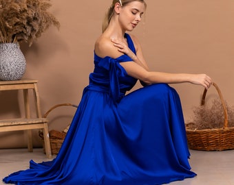 Electric Blue Mid-calf Cocktail Dress Sleeveless Wedding Guest Dress Tea  Length Satin Bridesmaid Dress Custom Evening Gown Flared Midi Dress - Etsy  Israel