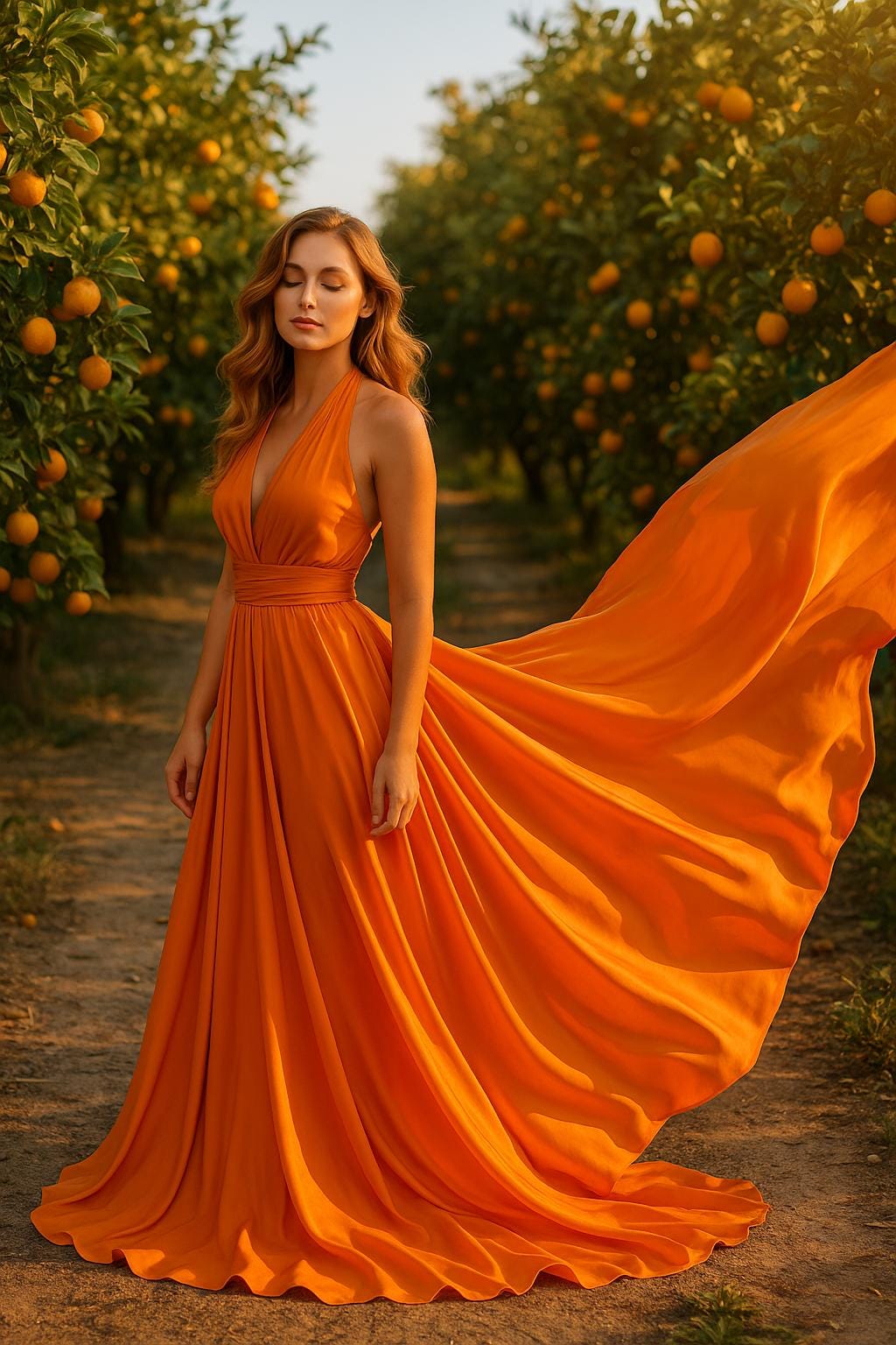 long flowy orange dress Flying For Photoshoot Long Dress Infinity Flowy Dresses For Photography Plus Size Custom Flying Dress One Fits All off-shoulder