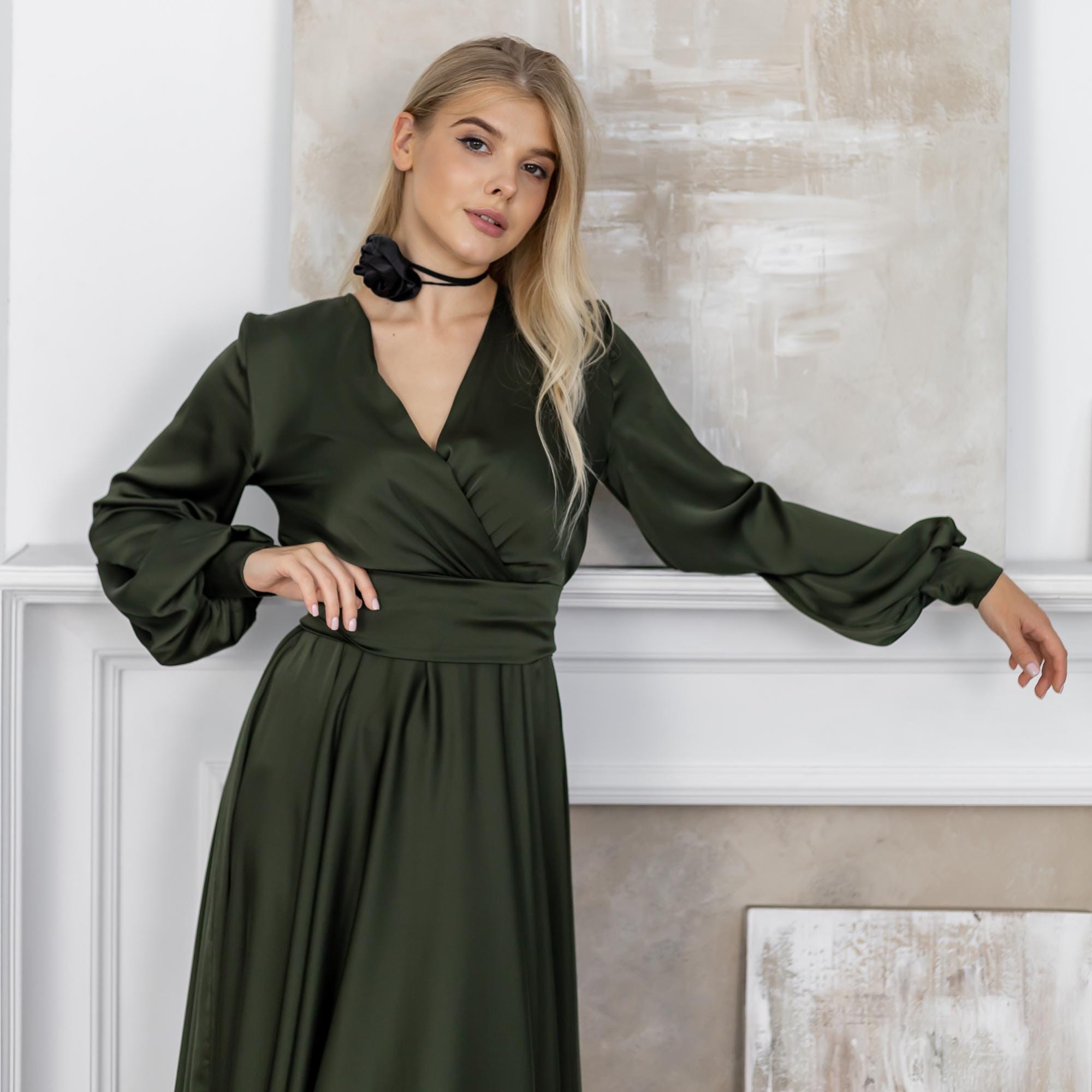 olive green wedding guest dress Boden Women's Grown On Sleeve Midi in flowing skirt adds a graceful touch Green Wedding Guest Dresses