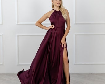 Long Maxi Dress Bridesmaid Maroon Wedding Guest Dress Halter Neckline Dress Cocktail Dress Elegant Sleeveless Evening Gown Long Slit Dress - Etsy Long Maxi Dress Bridesmaid Maroon Wedding Guest Dress Halter Neckline Dress Cocktail Dress Elegant Sleeveless Evening Gown Long Slit Dress - Etsy