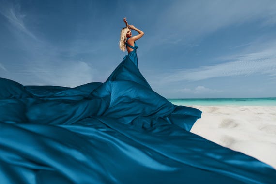 dark turquoise maxi dress Jluxlabel Women's Midnight Romance Maxi Dress - Blue - Size M