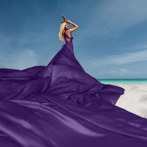 Long Flying Dress For Photoshoot Infinity Dress Photoshoot Backless Flying Dress Satin Royal Purple Flying Dress Convertible Flying Dress