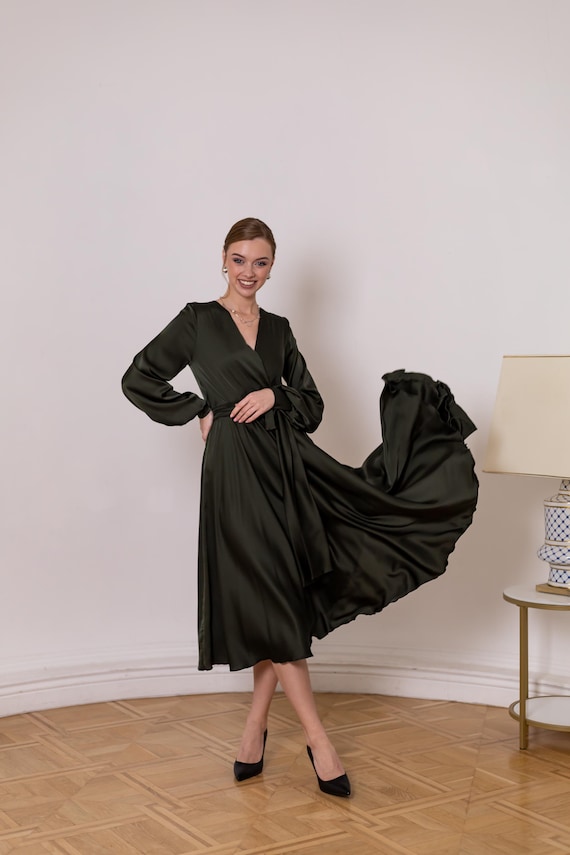 olive green dress with black heels Olive Green Dress by Just Add Heels main image 1