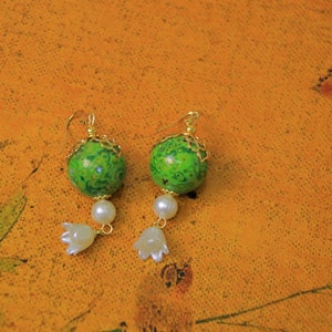 Hand-made pearl lacquer earrings zdjęcie 3