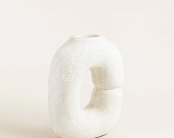 Vase en terre cuite blanche de 36 cm - Design classique