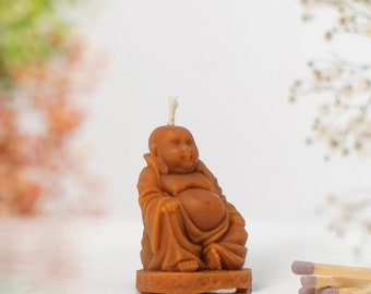 Sitting Buddha Themed Beeswax Candle | Handcrafted, Natural Wax