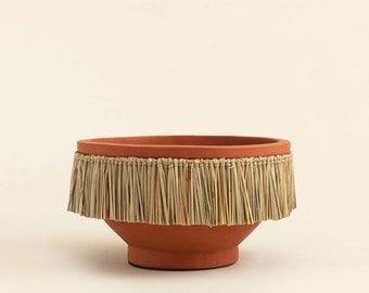 Decorative Wooden Bowl - Terracotta Color