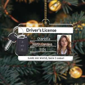 Gepersonaliseerd ornament nieuwe bestuurder 2024, ornament rijbewijs, cadeau voor nieuwe bestuurder, ornament, kerstornament chauffeursvergunning