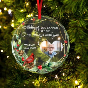 Personalized Memorial Christmas Ornament, In Loving Memory, Loss of Loved, Mom Dad, Remembrance Gifts, Custom Photo Ornament, Sympathy Gift