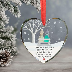 Custom 2D Flat Custom Friendship Sea Glass Ornament Christmas Decor Gift, Christmas Tree Decor for Best Friends, Timeless Friendship Gift