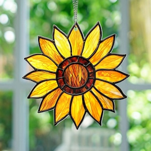 Sonnenblume hängendes Schild Ornament, Sonnenblumen Fenster hängen, Sonnenblume Ornament, Sonnenblume Blume Acryl, Blumengarten Geschenk Wohnkultur