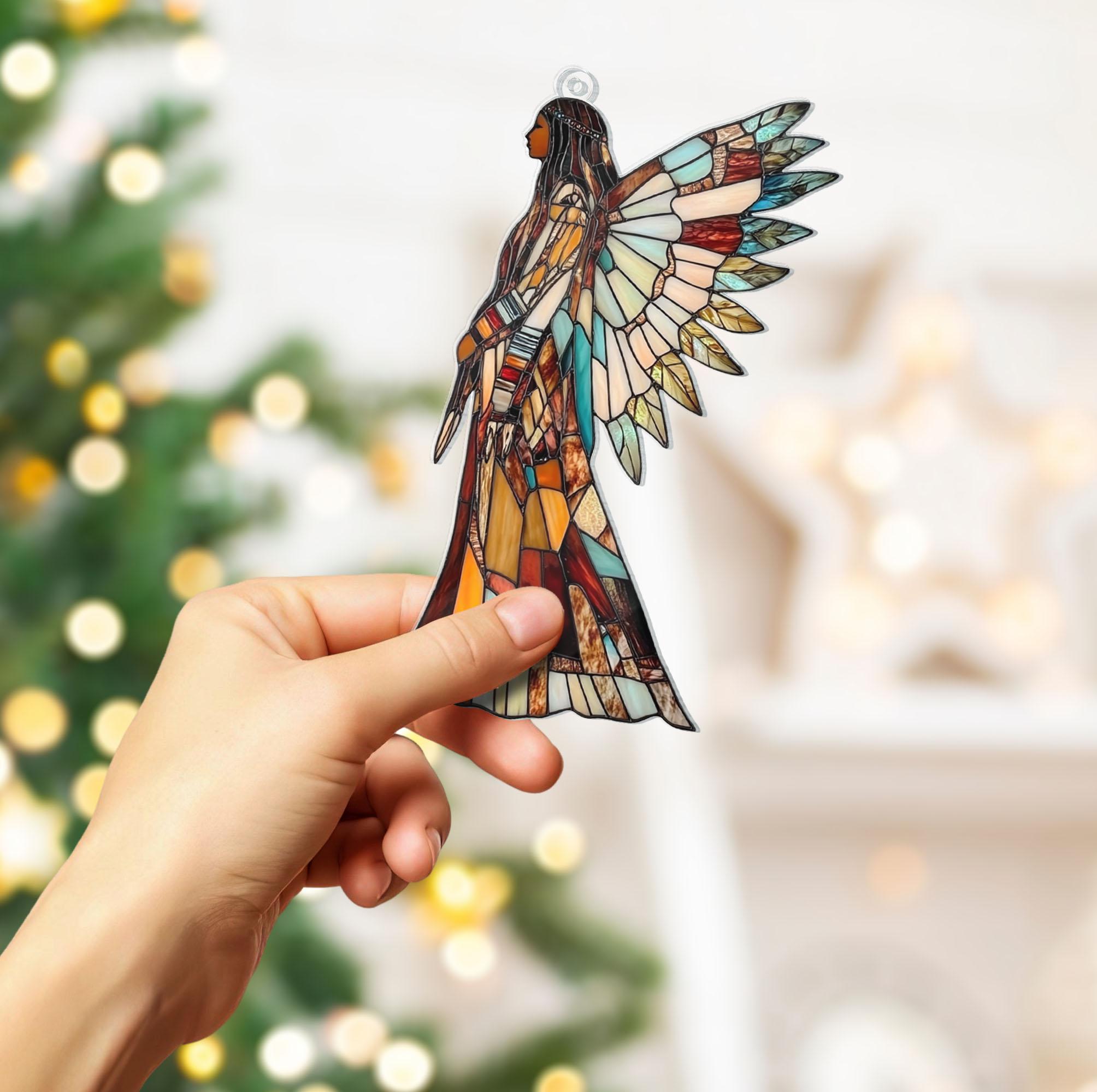 Native American Acrylic Window Hanging Suncatcher, Dreamcatcher Tribal ...