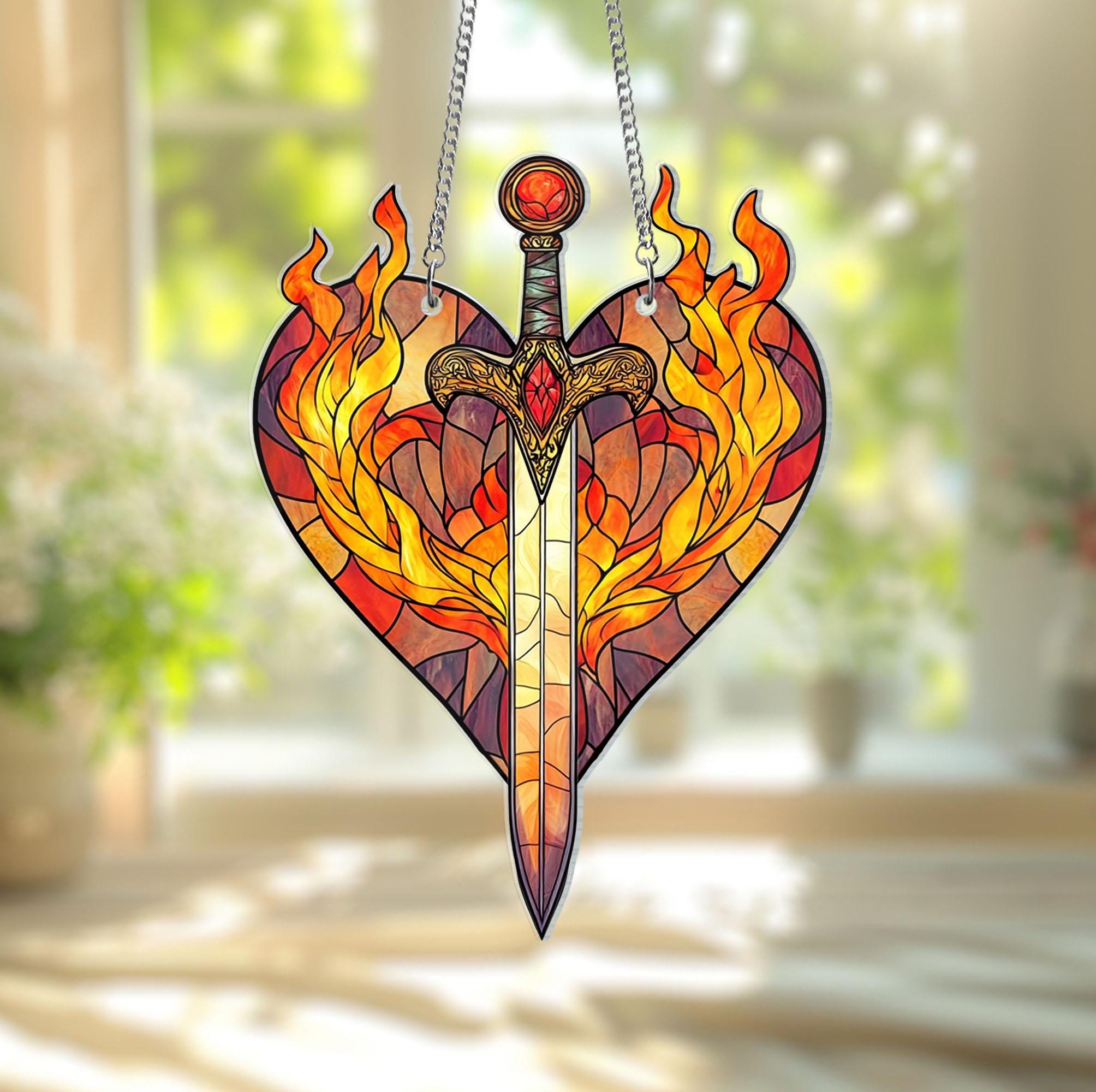 【ラプンツェル様用】PERPETUAL FIRE / Invisible Fireheart Suncatcher, Throne of Glass Fantasy TOG Bookish Window