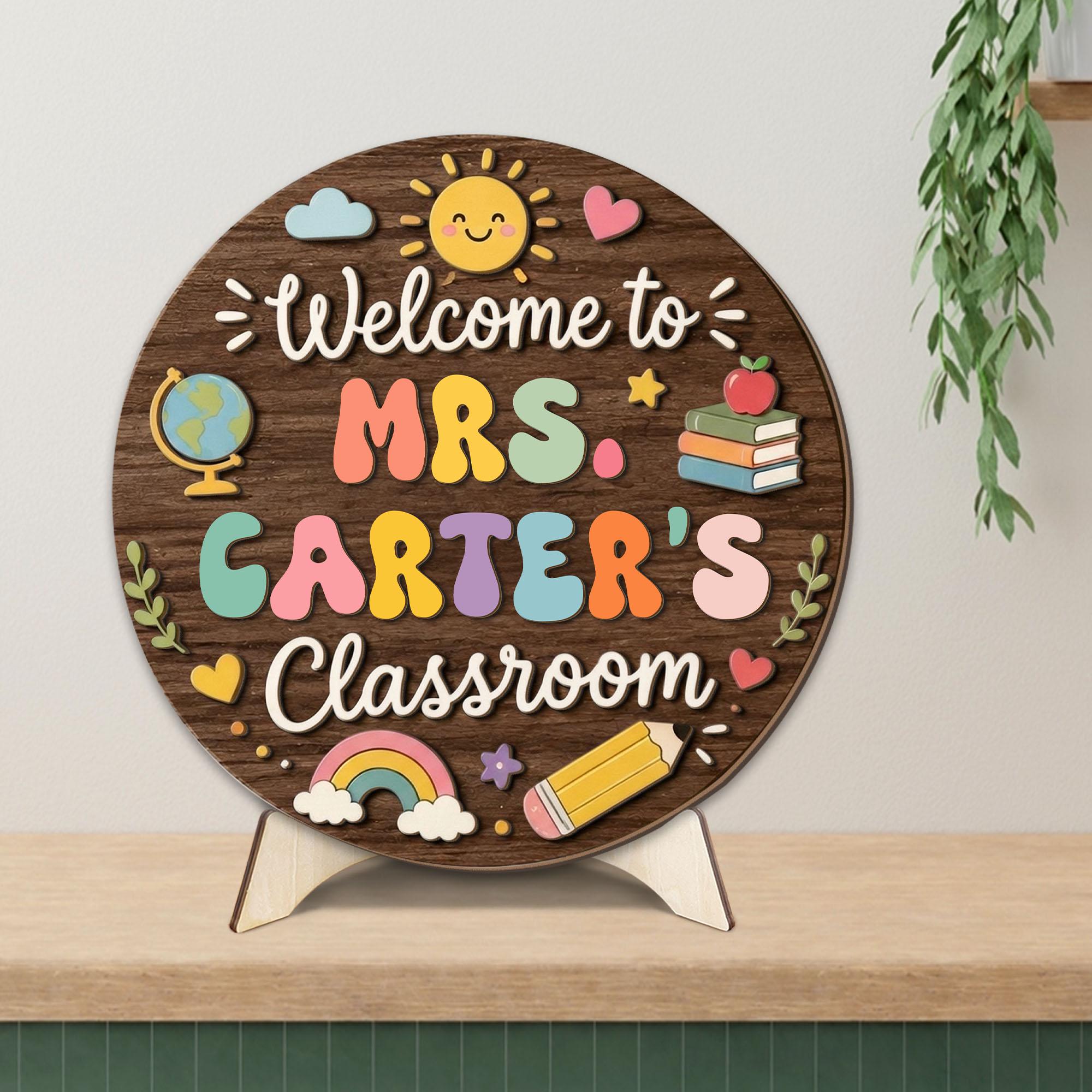 Personalized Teacher Name Sign: 3D Wood Classroom Door Hanger - Etsy