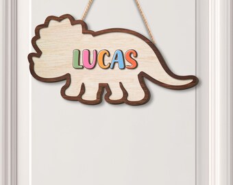 Dinosaur door sign Personalised name letter dinosaur nursery name sign boys bedroom custom dinosaur decoration gift for dinosaur lover gift
