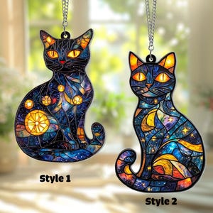 Black Cat and Moon Cat Memorial Light Acrylic Window Hanging, Cat Ornament, Cat Home Decoration, Cat Lover Gifts, cat universe, cat mom gift