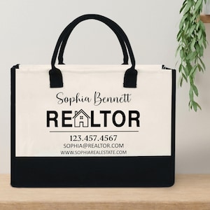 Realtor Tote Bag Personalized Business Tote Bag Custom Real Estate Agent Gift Bulk Business Logo Realtor Swag Real Estate Tote Bag