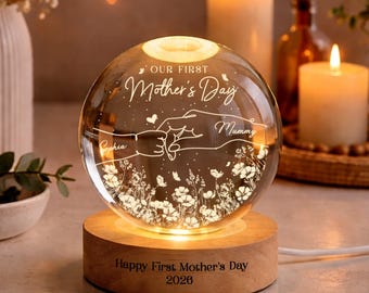 First Mother's Day Photo Crystal Ball Light Night, 1st Mothers Day LED Light, Our First Mother's Day Gift, First Mother's Day Gift From Baby