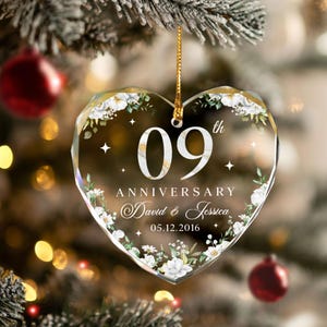 Personalized 30th 9,10th Wedding Anniversary Ornament,Pearl Wedding Anniversary Gift,Years Anniversary Keepsake,Couple Gift For Husband Wife