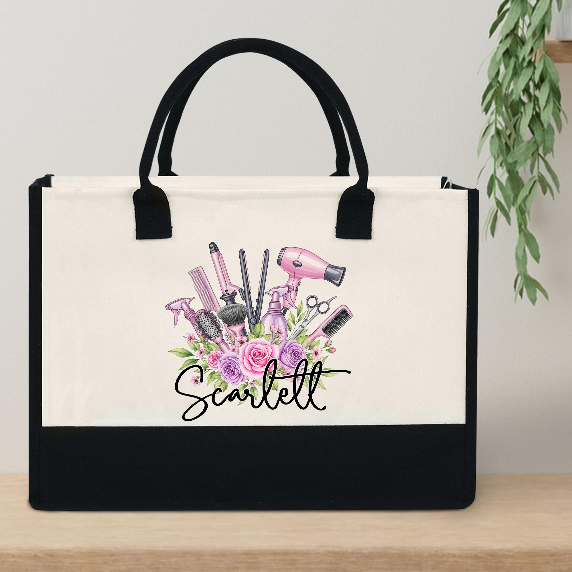 Vintage Sunset Hairstylist Tote Bag - Retro Palm Tree Graphic Bag For Hairdressers & Salon Professionals